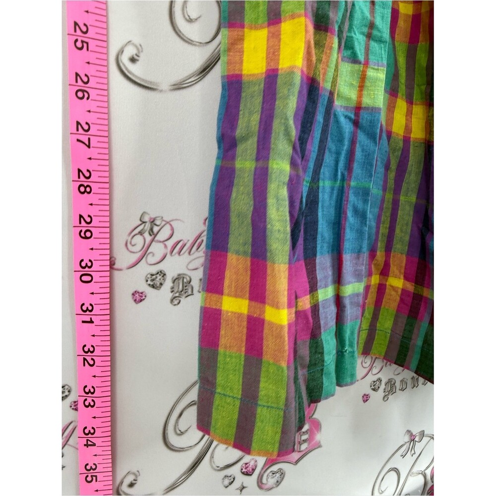 Skirt vintage button up plaid stripe Multicolor Plaid Button-Front Maxi Skirt - Picture 5 of 9